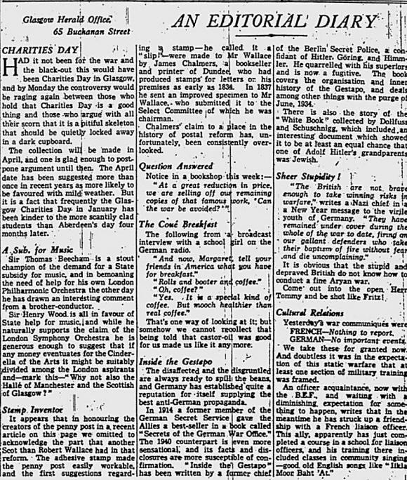 Snippets from the Glasgow Herald Air Raids in Scotland 19391944